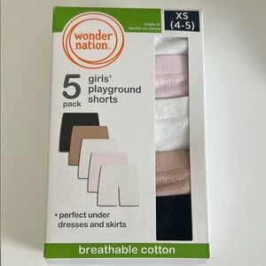 Wonder Nation Girls' Shorts 5-Pack - Black, Pink, Cream, Tan